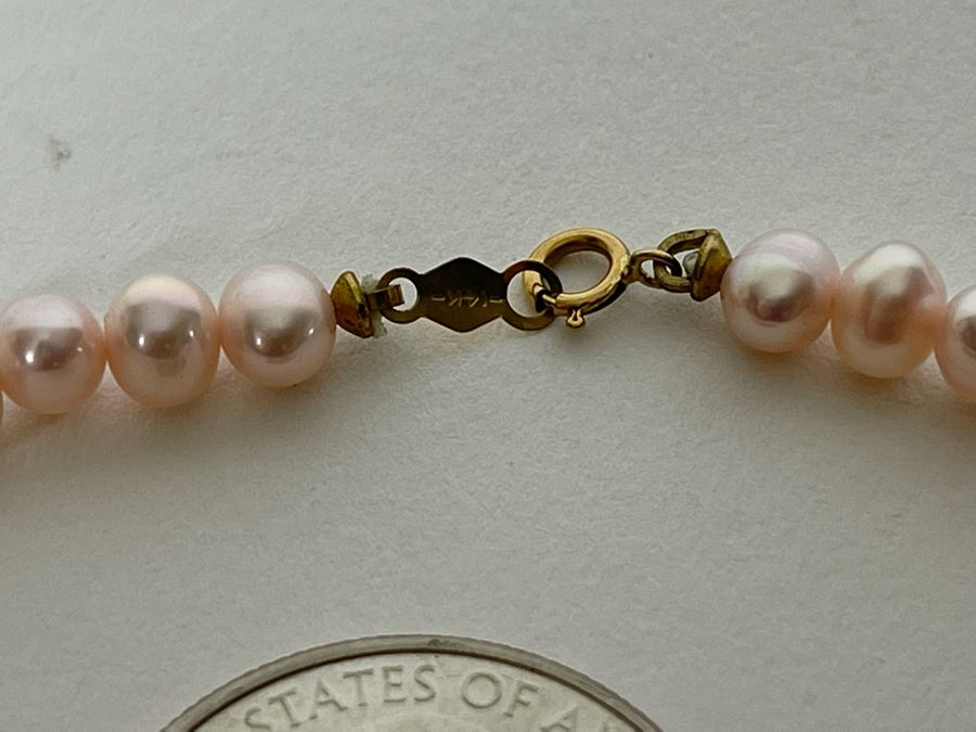 Pink Pearl 7” Bracelet With 14K Gold Clasp [Photo 4]