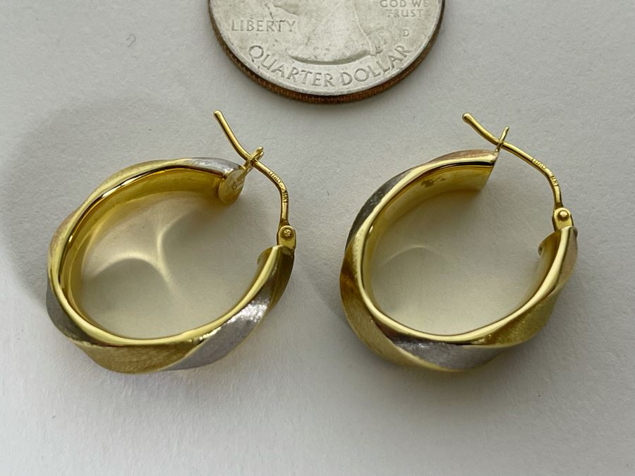 14K Gold Italian Earrings 2.7g [Photo 4]