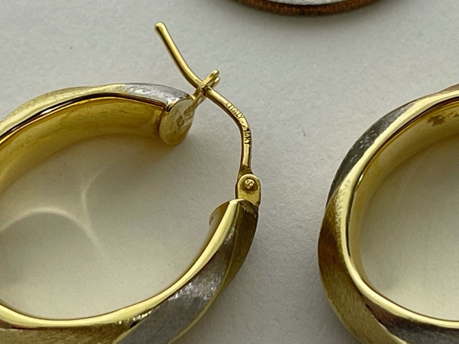 14K Gold Italian Earrings 2.7g [Photo 5]