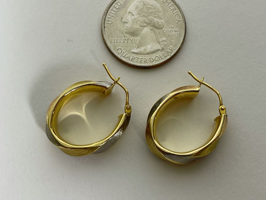 14K Gold Italian Earrings 2.7g [Photo 3]
