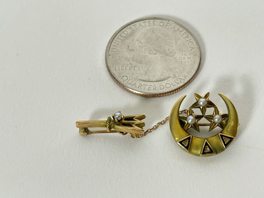 14K Gold Tri Delta Sorority Brooch Pin 4.3g [Photo 1]
