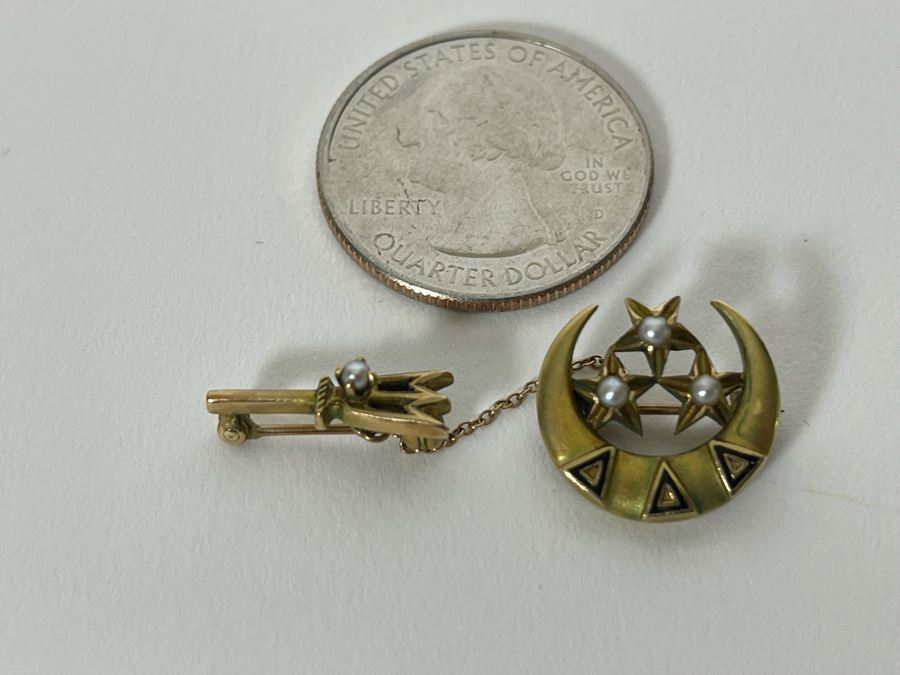 14K Gold Tri Delta Sorority Brooch Pin 4.3g [Photo 2]