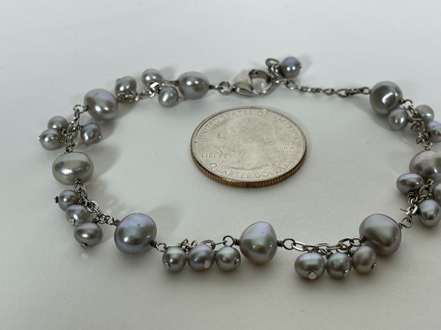 Sterling Silver Pearl 8' Bracelet [Photo 2]