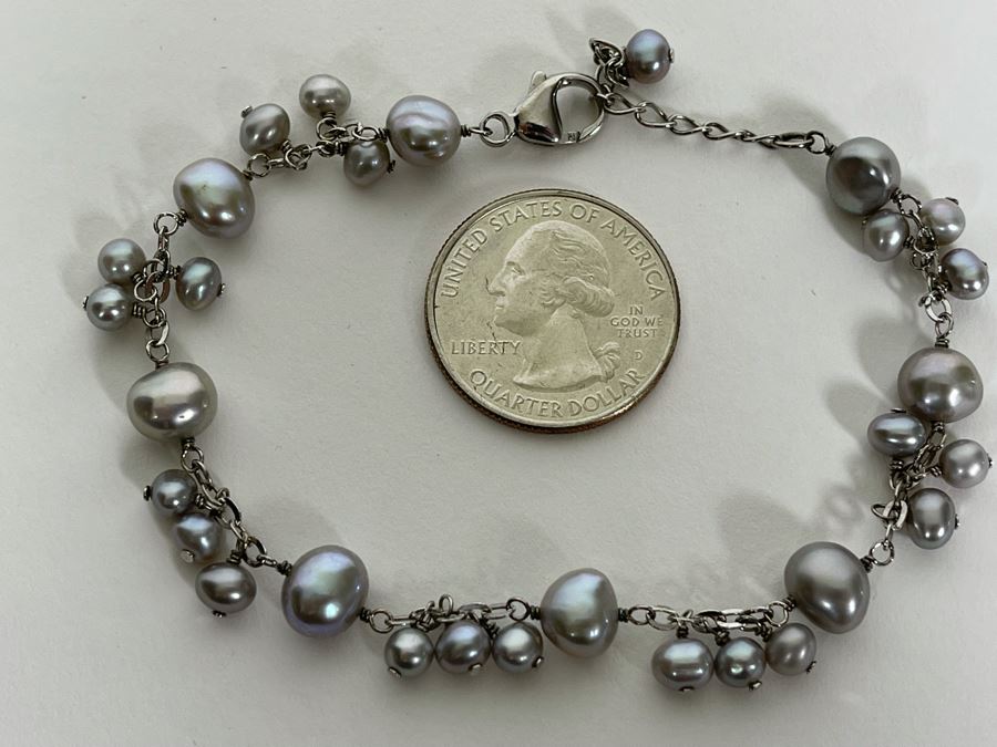 Sterling Silver Pearl 8' Bracelet [Photo 3]