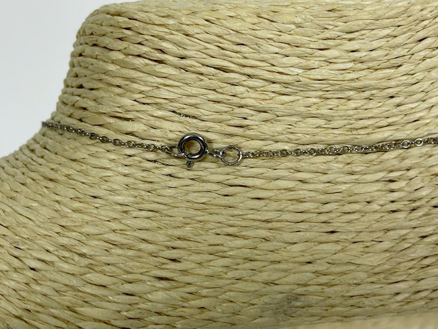 Sterling Silver And 14K Gold Blue Stone Pendant Necklace 2.3g [Photo 10]