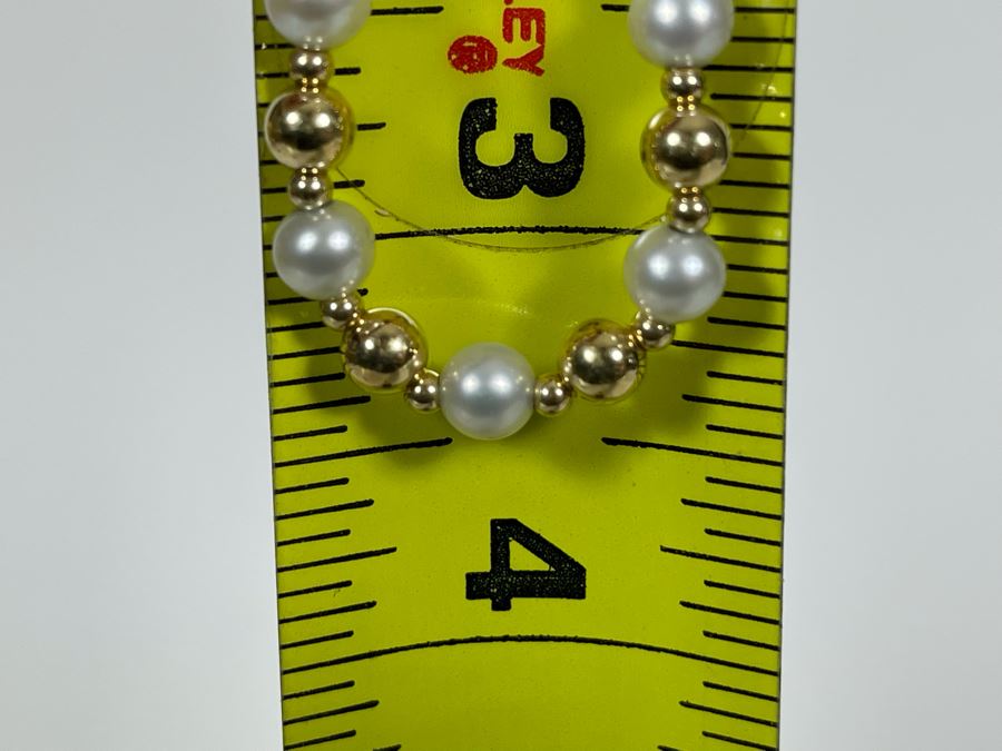14K Gold Pearl 7' Bracelet 4.7g [Photo 6]