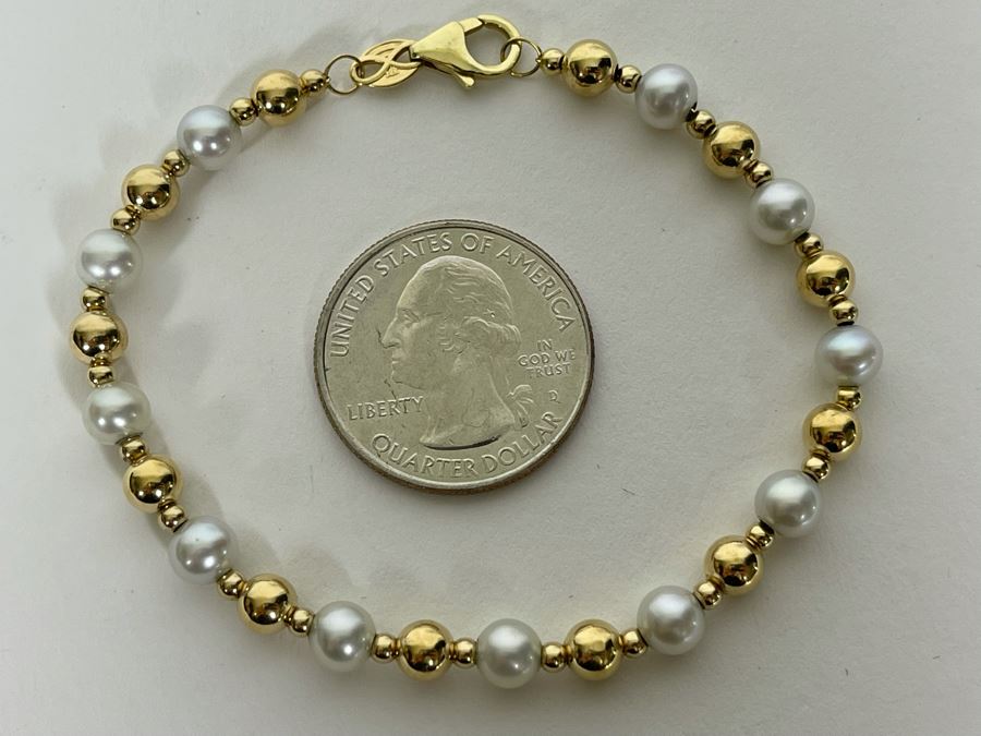 14K Gold Pearl 7' Bracelet 4.7g [Photo 1]