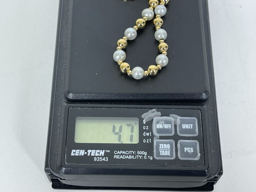 14K Gold Pearl 7' Bracelet 4.7g [Photo 5]