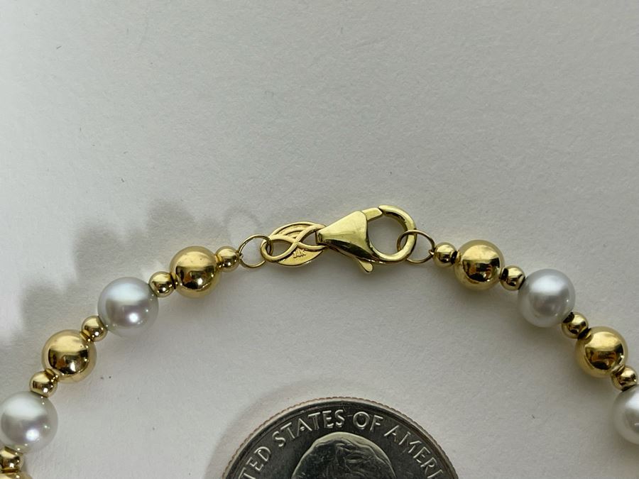 14K Gold Pearl 7' Bracelet 4.7g [Photo 4]
