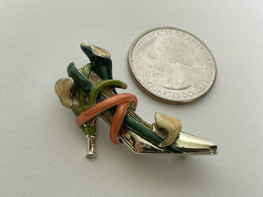 Vintage Signed Sterling Silver KJL Kenneth Jay Lane High Heel Shoe Brooch Pin 9.7g [Photo 2]