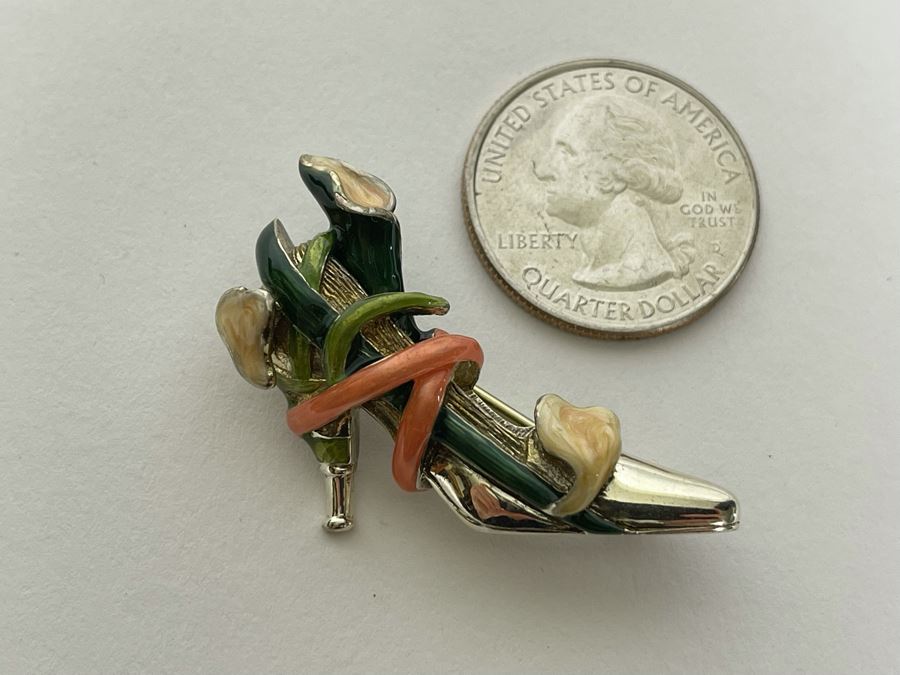 Vintage Signed Sterling Silver KJL Kenneth Jay Lane High Heel Shoe Brooch Pin 9.7g [Photo 3]