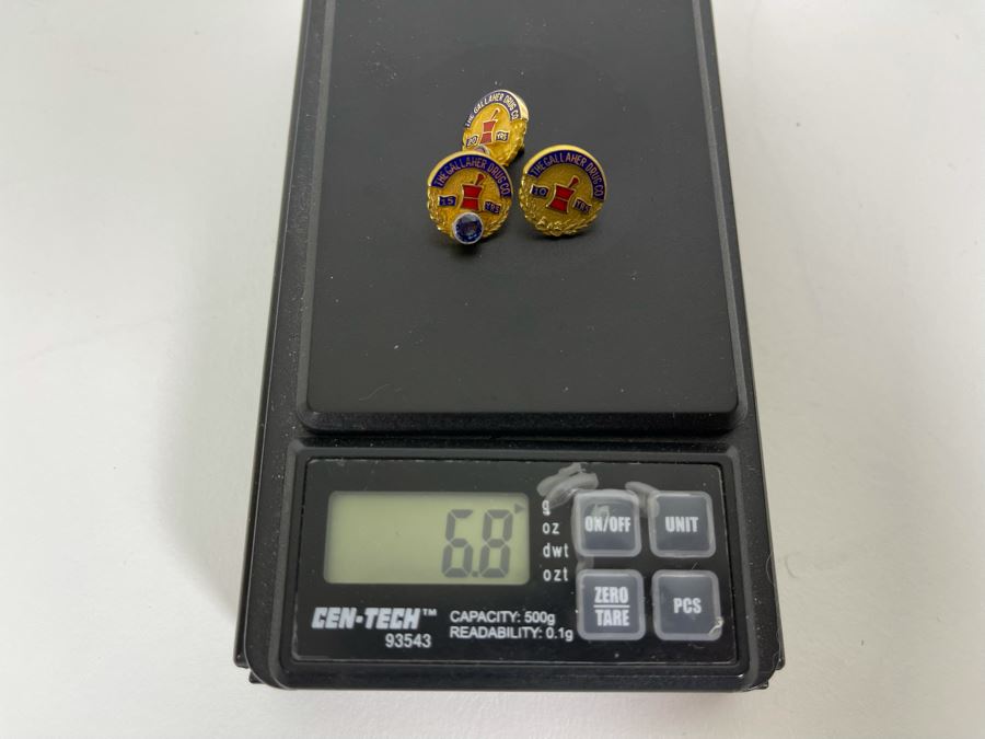 (3) 14K Gold Pins The Gallaher Drug Co. 10, 15, 20 Years 6.8g [Photo 6]