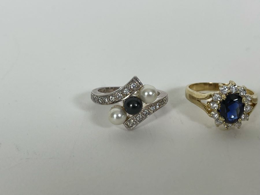 Three Sterling Silver Rings With Stones Sizes 7.5, 8.25, 9 12.4g [Photo 4]