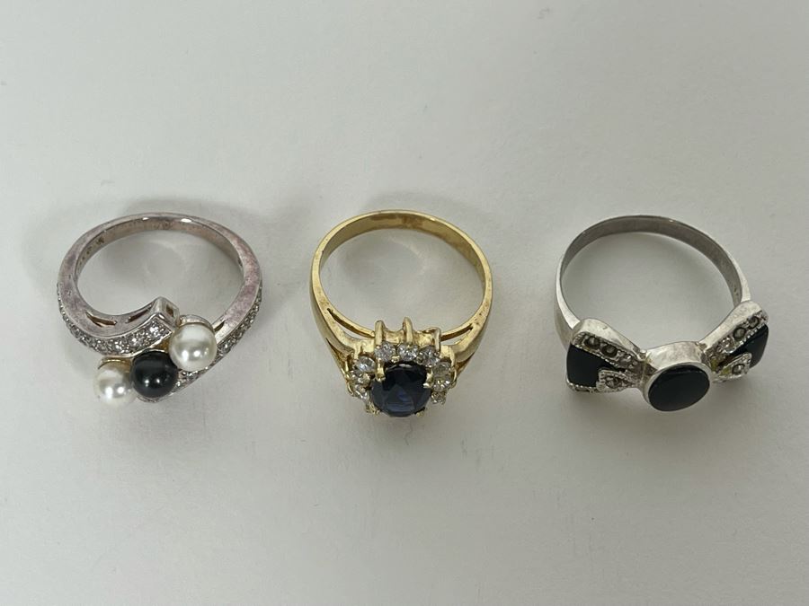 Three Sterling Silver Rings With Stones Sizes 7.5, 8.25, 9 12.4g [Photo 6]