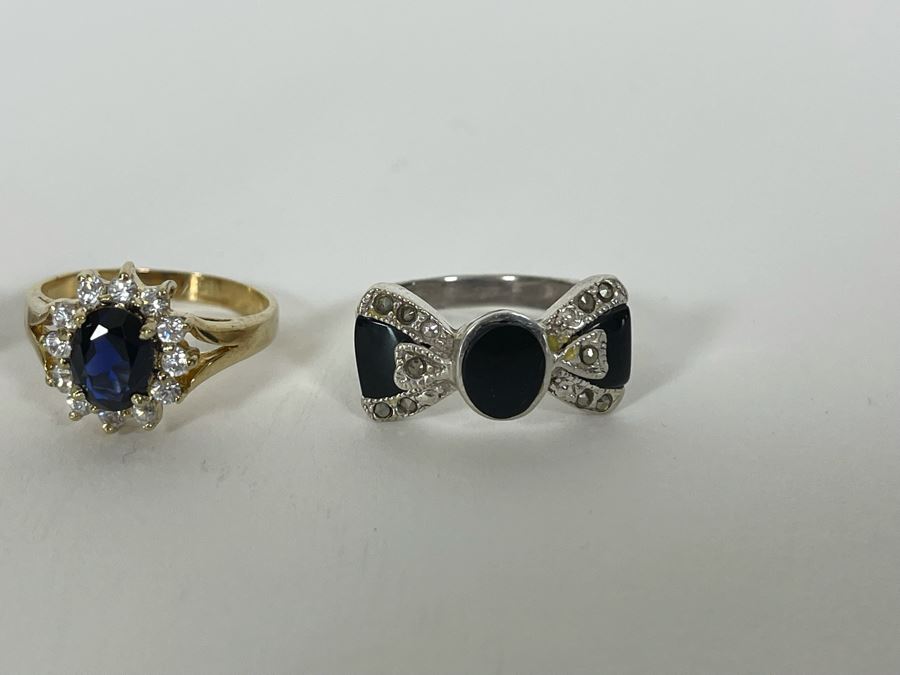 Three Sterling Silver Rings With Stones Sizes 7.5, 8.25, 9 12.4g [Photo 5]