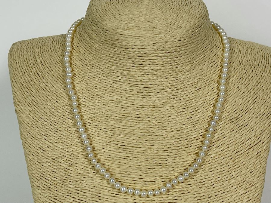 Pearl Necklace And Matching Pearl Bracelet With 14K Gold Clasps [Photo 2]