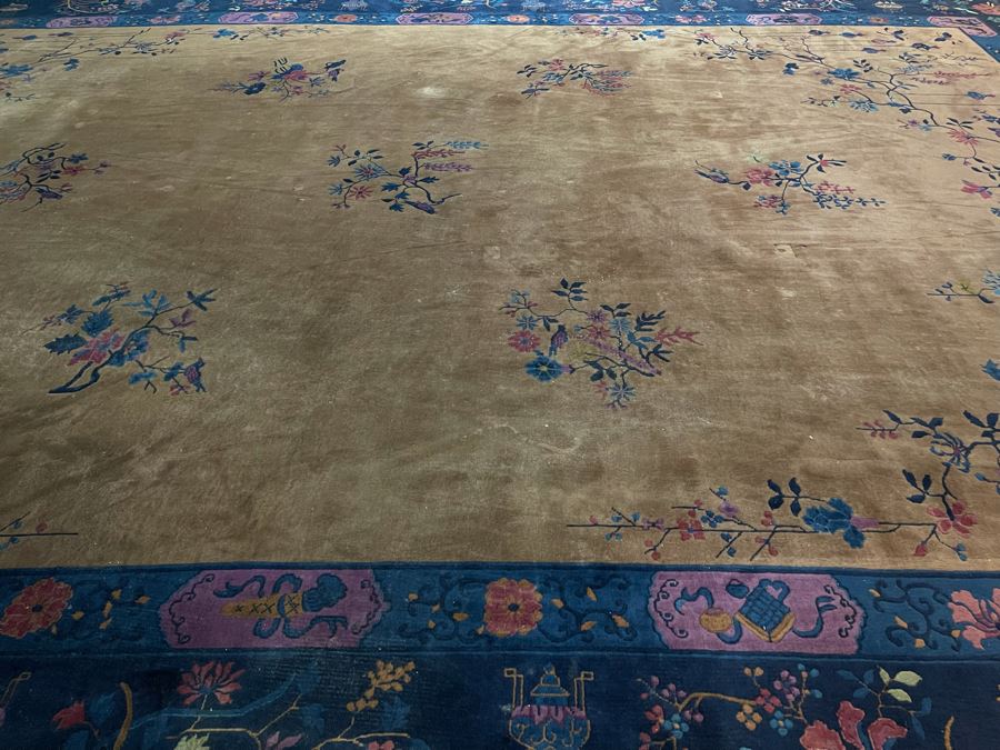 Large Vintage Mandarin Chinese Wool Area Rug 17’ 6” X 12’ 2” Appraised at $5,500 In 1978 [Photo 12]