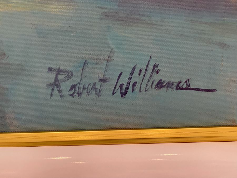 Large Framed Original Oil Painting Of Mother And Children On Beach By Robert Williams 48W X 36H [Photo 6]