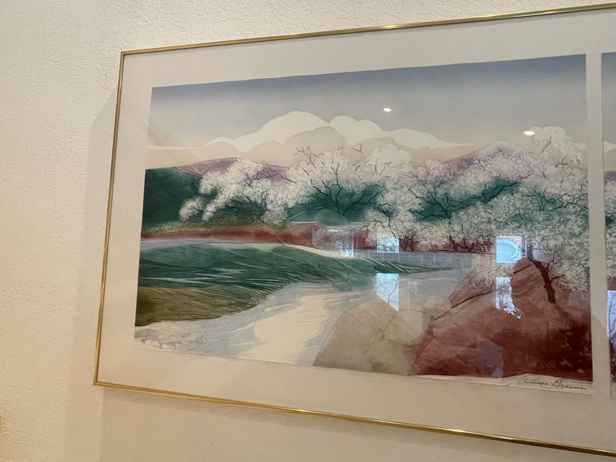 Russa Graeme (1919-1995) Large Framed Artist Proof Diptych Etching Double Hand Signed Frame Measures 77W X 30.5H [Photo 10]