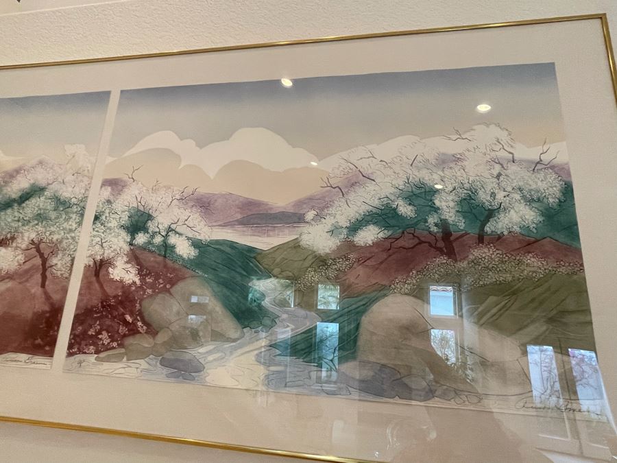 Russa Graeme (1919-1995) Large Framed Artist Proof Diptych Etching Double Hand Signed Frame Measures 77W X 30.5H [Photo 11]