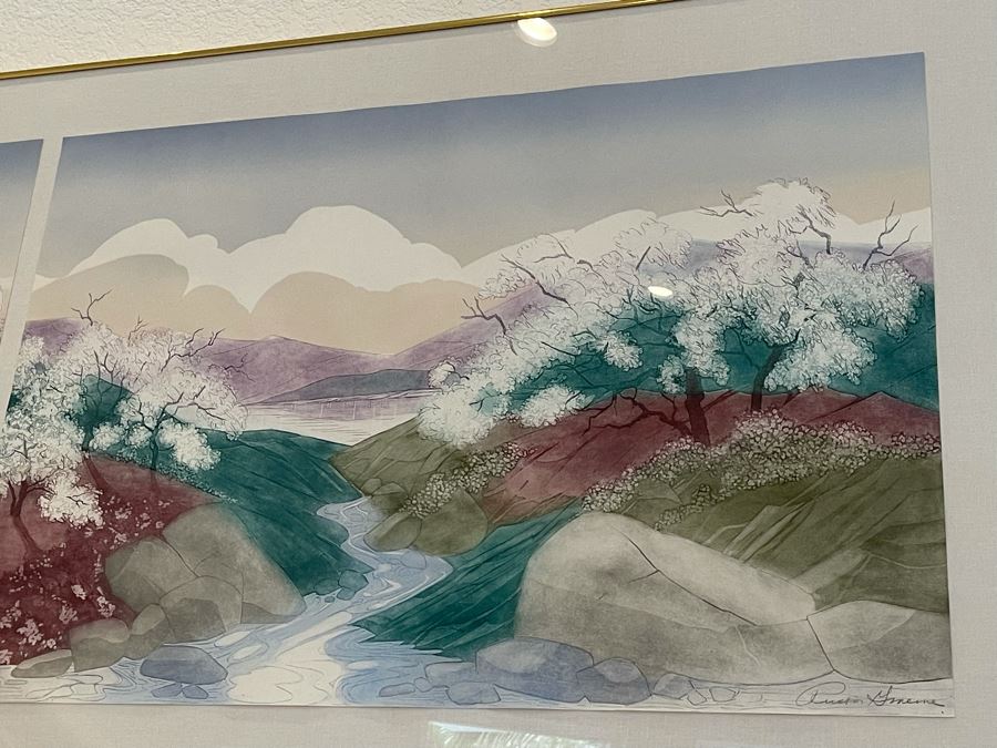 Russa Graeme (1919-1995) Large Framed Artist Proof Diptych Etching Double Hand Signed Frame Measures 77W X 30.5H [Photo 4]