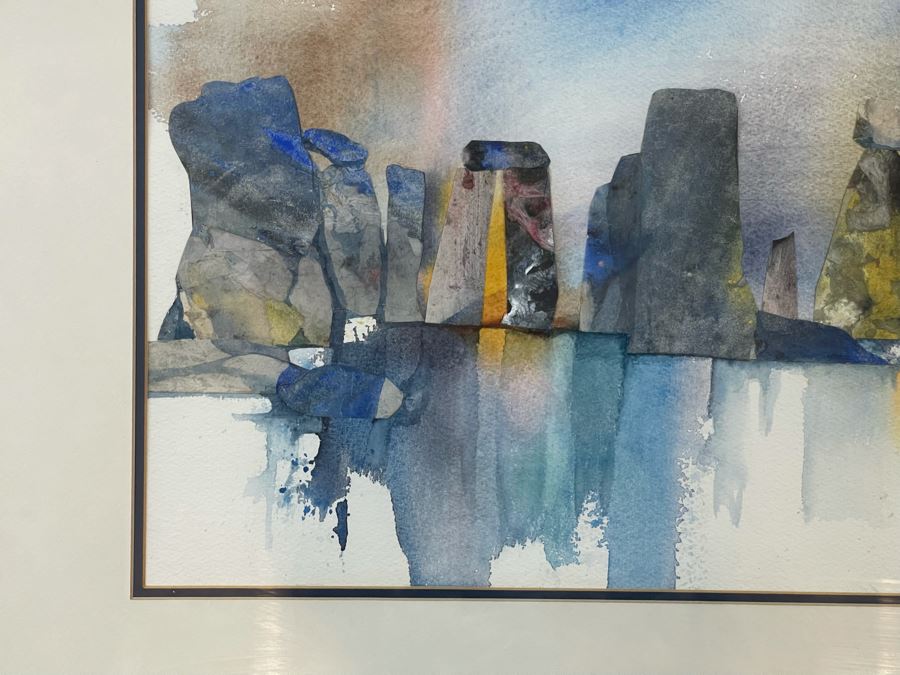 Hal Akins (1924-2008) Framed Original Watercolor Painting Titled “Stonehenge” 22 X 15 [Photo 5]
