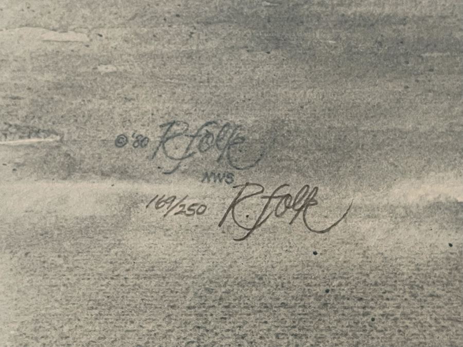 Framed Hand Signed Limited Edition Print Of Sandpipers Signed R. Folk 27 X 20 [Photo 4]