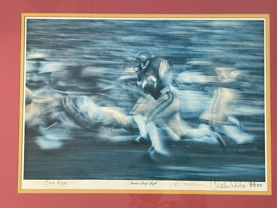Hand Signed USC Running Back Charles White (Heisman Trophy Winner) Photographic Print Titled “Student Body Right” Also Signed By Photographer Eric Figge 18.5 X 13 [Photo 2]