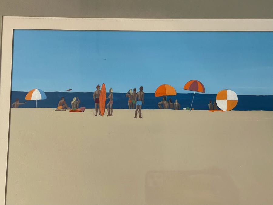 Hal Akins (1924-2008) Framed Original Painting Of Beach Scene 23 X 11.5 [Photo 3]