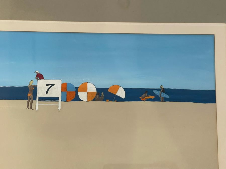 Hal Akins (1924-2008) Framed Original Painting Of Beach Scene 23 X 11.5 [Photo 4]