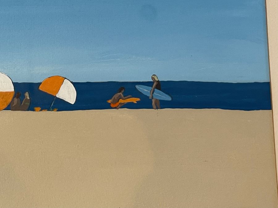 Hal Akins (1924-2008) Framed Original Painting Of Beach Scene 23 X 11.5 [Photo 5]