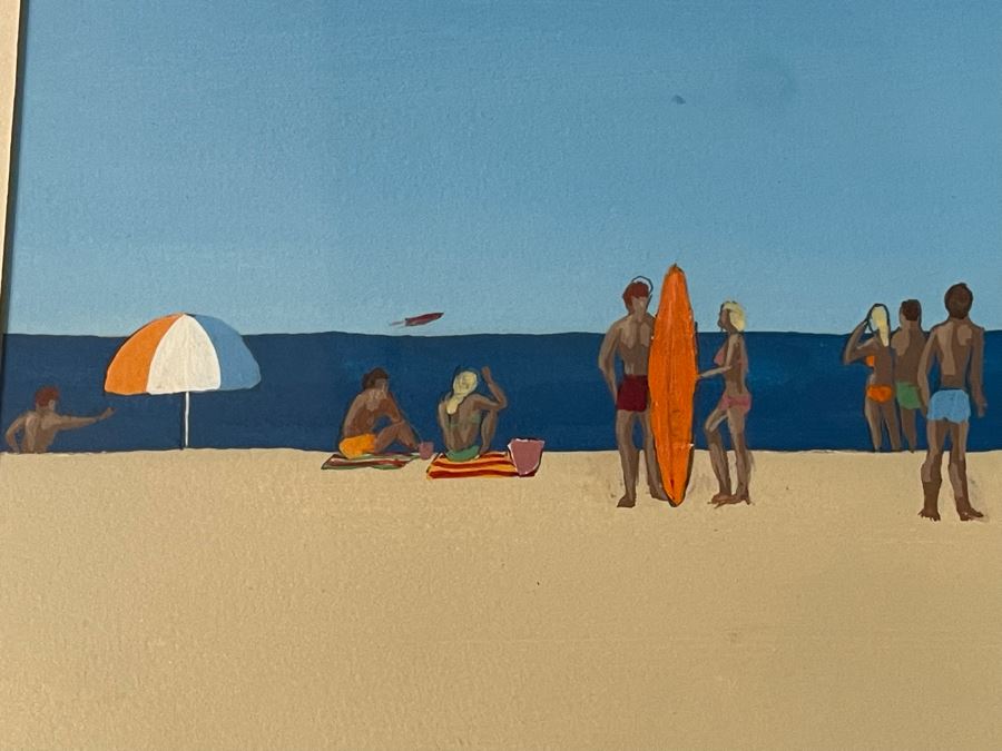 Hal Akins (1924-2008) Framed Original Painting Of Beach Scene 23 X 11.5 [Photo 8]