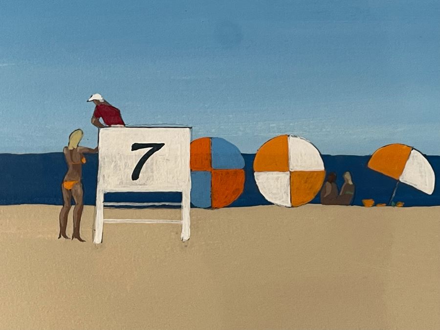 Hal Akins (1924-2008) Framed Original Painting Of Beach Scene 23 X 11.5 [Photo 6]