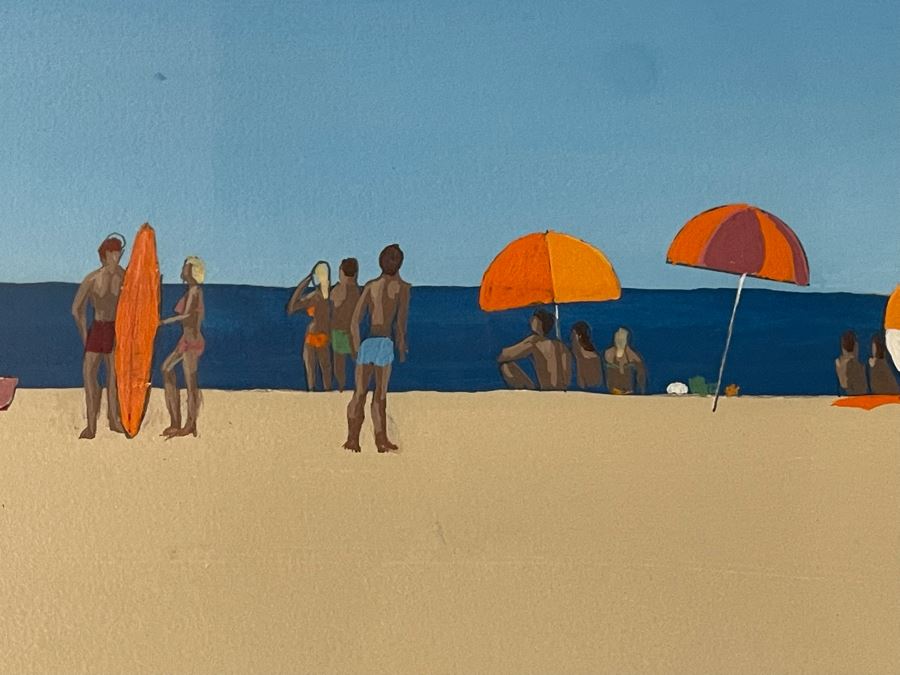 Hal Akins (1924-2008) Framed Original Painting Of Beach Scene 23 X 11.5 [Photo 7]