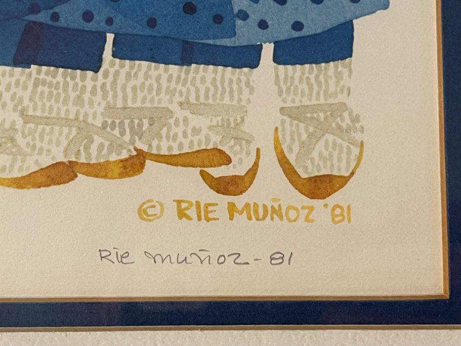 Framed Vintage 1981 Hand Signed Print By Rie Munoz 11.5 X 7.5 [Photo 4]