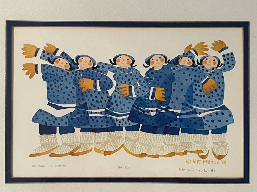 Framed Vintage 1981 Hand Signed Print By Rie Munoz 11.5 X 7.5 [Photo 3]