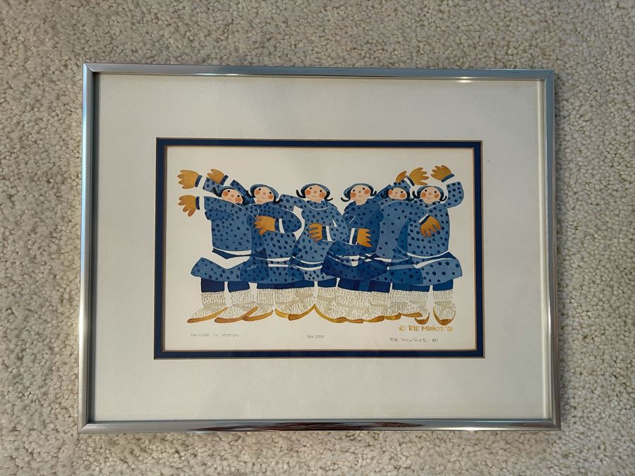 Framed Vintage 1981 Hand Signed Print By Rie Munoz 11.5 X 7.5 [Photo 2]