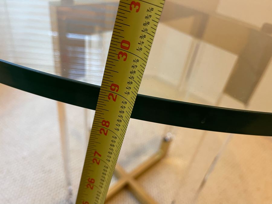 Lucite And Brass Side Table 3’R X 29H [Photo 8]