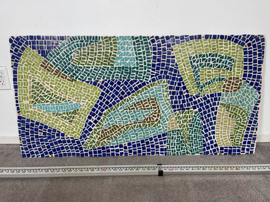 Original Abstract Mosiac Tile Artwork On Board - Artist Unknown 48 X 24 [Photo 2]