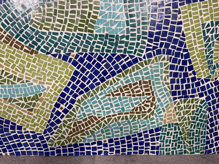 Original Abstract Mosiac Tile Artwork On Board - Artist Unknown 48 X 24 [Photo 8]