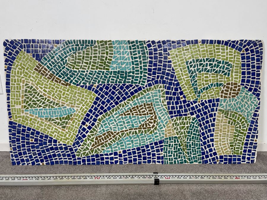 Original Abstract Mosiac Tile Artwork On Board - Artist Unknown 48 X 24 [Photo 5]