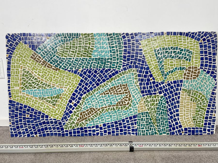 Original Abstract Mosiac Tile Artwork On Board - Artist Unknown 48 X 24 [Photo 4]