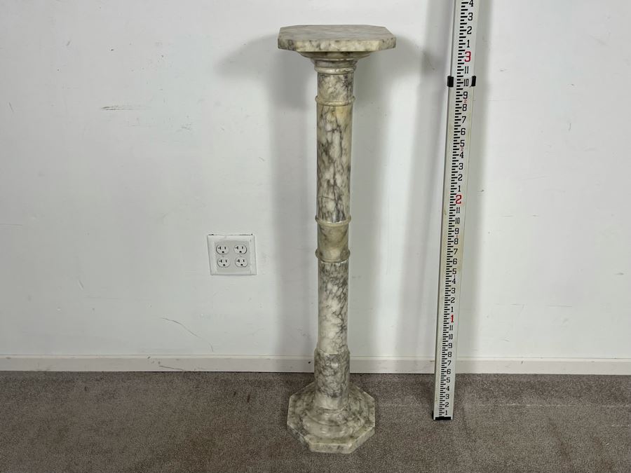 Vintage Marble Pedestal Stand 8.5W X 38H