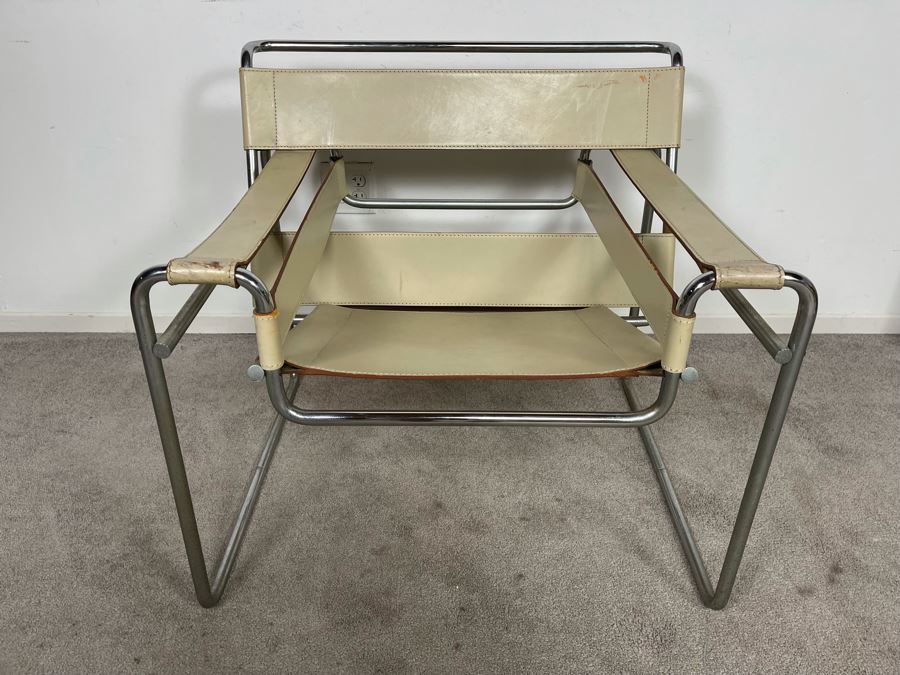 Mid-Century Matteo Grassi Marcel Breuer Wassily Lounge Chair (Leather Needs Treatment) 30W X 27D X 28.5H [Photo 4]