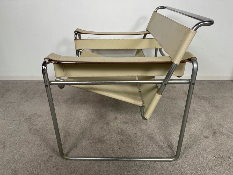 Mid-Century Matteo Grassi Marcel Breuer Wassily Lounge Chair (Leather Needs Treatment) 30W X 27D X 28.5H [Photo 8]