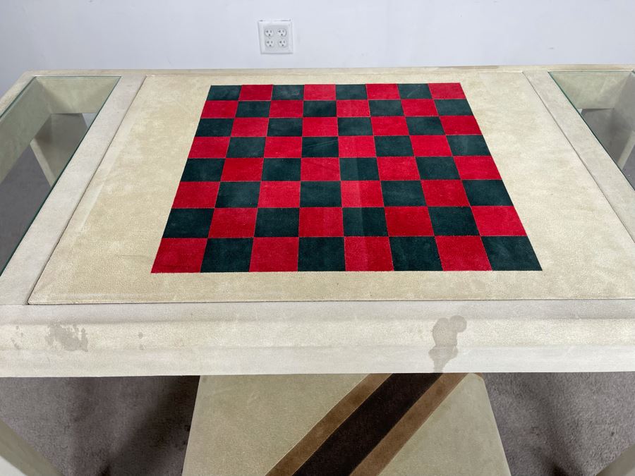 Karl Springer Game Table (Backgammon / Checkers) 43W X 23D X 29.5H With Pair Of Karl Springer Stools [Photo 6]