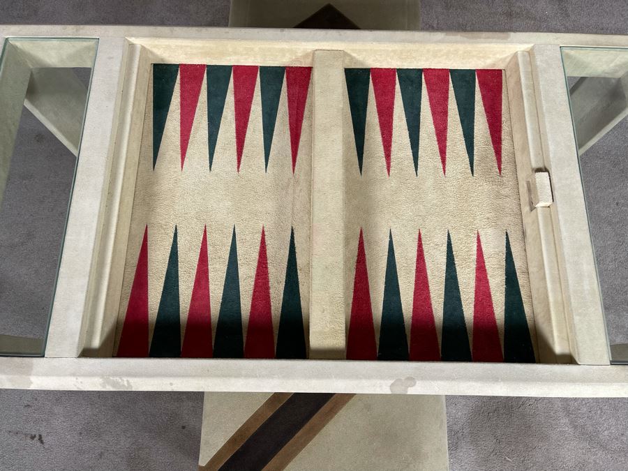 Karl Springer Game Table (Backgammon / Checkers) 43W X 23D X 29.5H With Pair Of Karl Springer Stools [Photo 8]