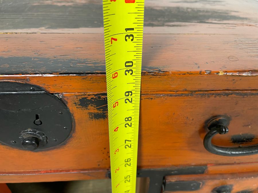 Old Red Lacquered Wooden Japanese Tansu Chest 29W X 15D X 30H [Photo 14]