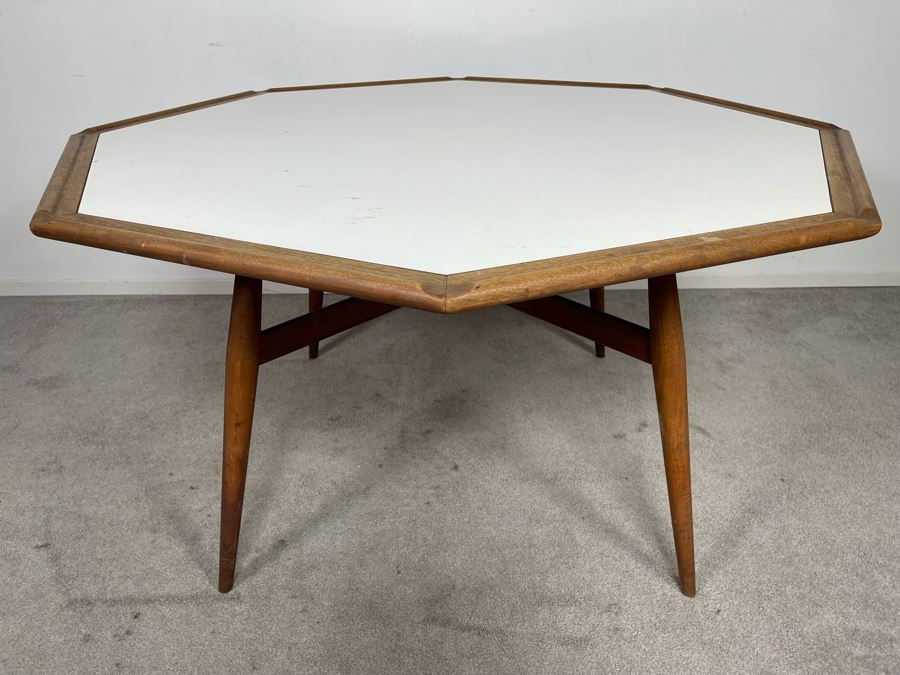 Mid-Century Modern 8-Sided Table (Brown Saltman?) 55W X 29H [Photo 5]