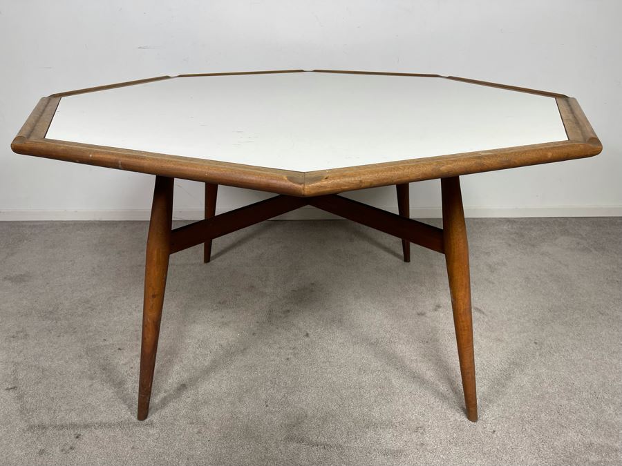 Mid-Century Modern 8-Sided Table (Brown Saltman?) 55W X 29H